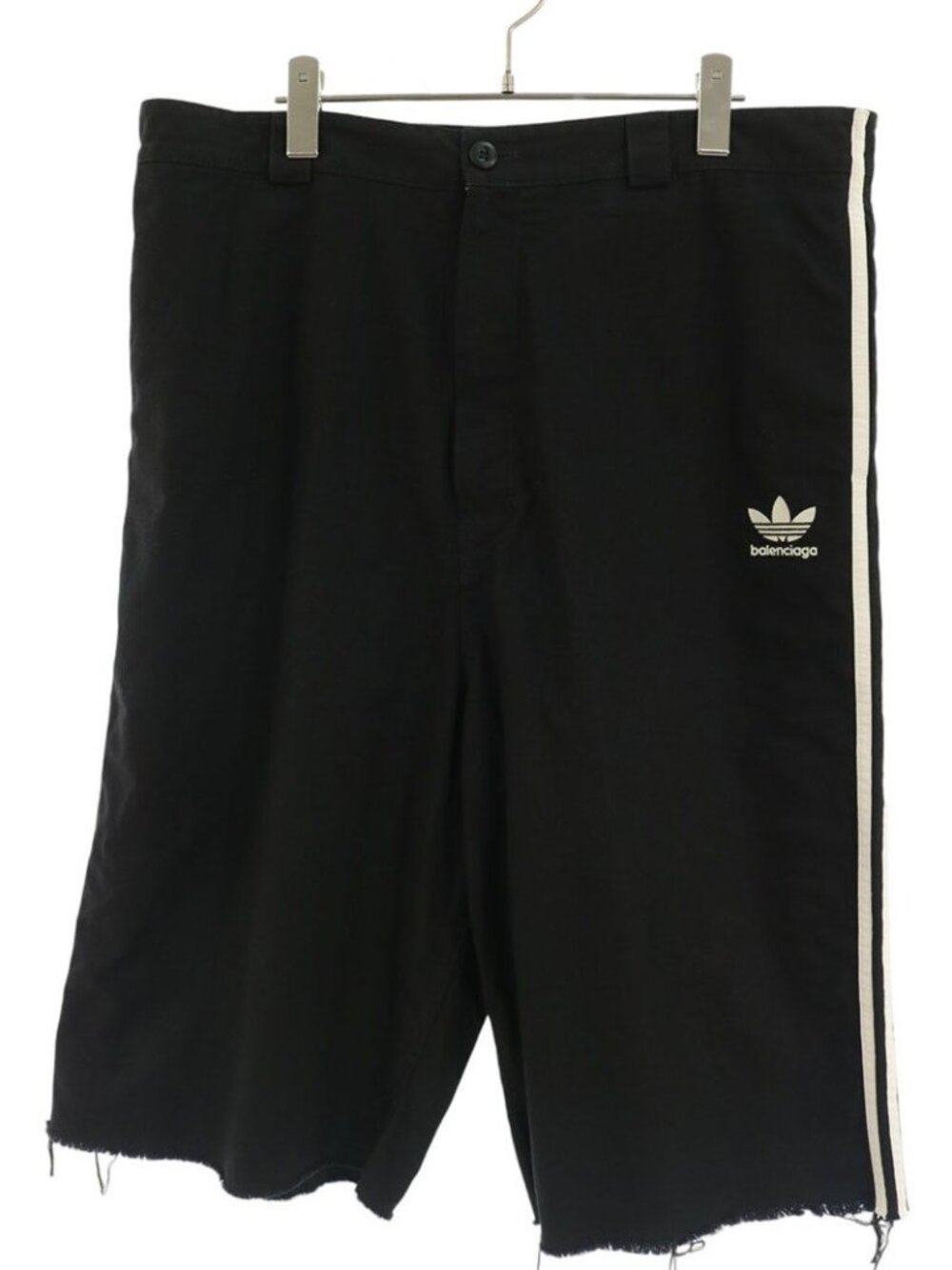 Balenciaga Adidas Logo Embroidery Side Line Cutoff Denim Shorts